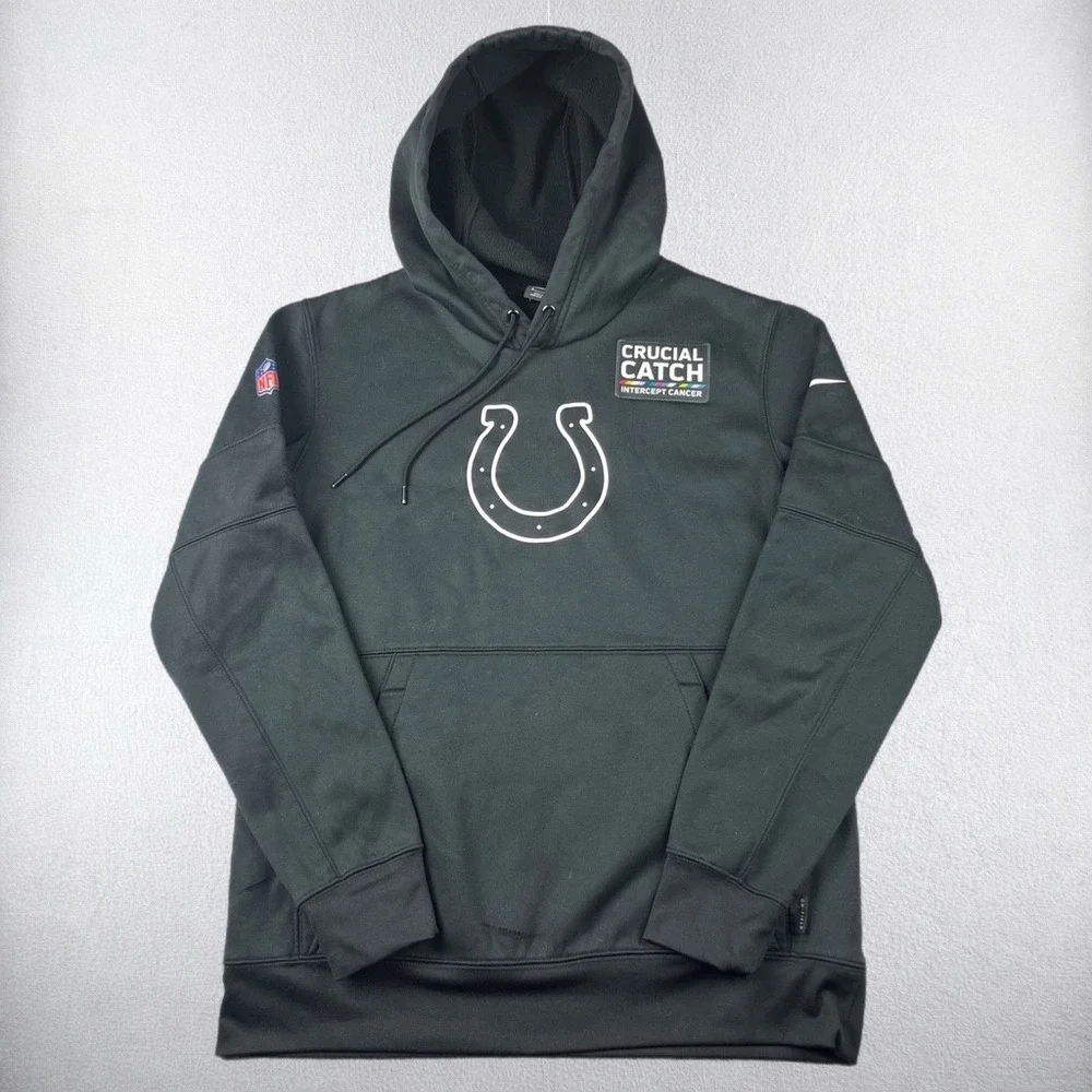 Nike Hoodie Mens Medium Black Indianapolis Colts NFL Crucial Catch Dri-Fit